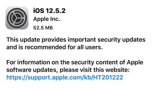 新邱苹果手机维修分享iOS12.5.2发布，建议所有老苹果用户安装 